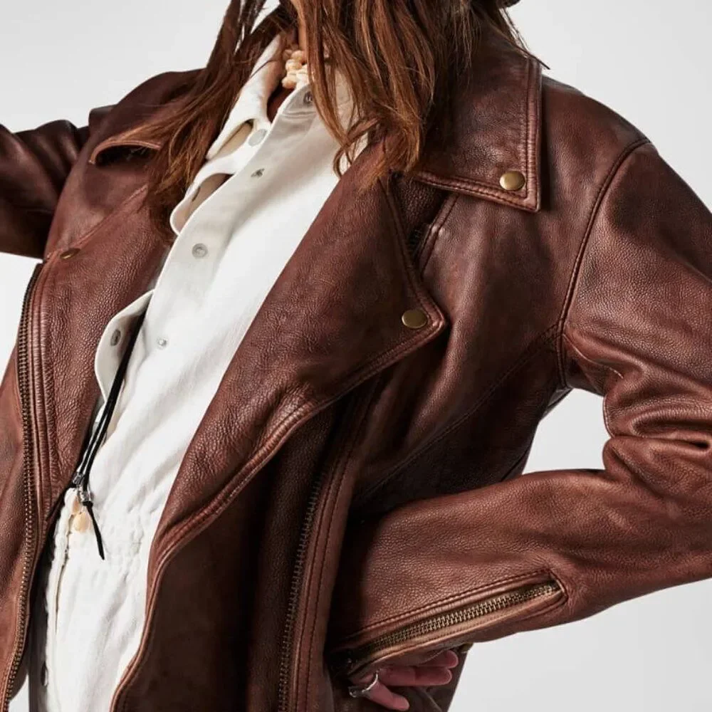 FREE PEOPLE We The‎ Free Jealousy Washed Wine Vegan Moto Jacket Size XS NWT